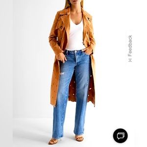 NWT Express Floral Cutout Belted Trench Coat